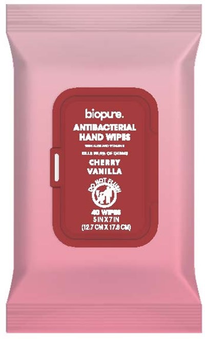 Antibacterial Wipes (Biopure Antibacterial Wipes Cherry Vanilla Label3)
